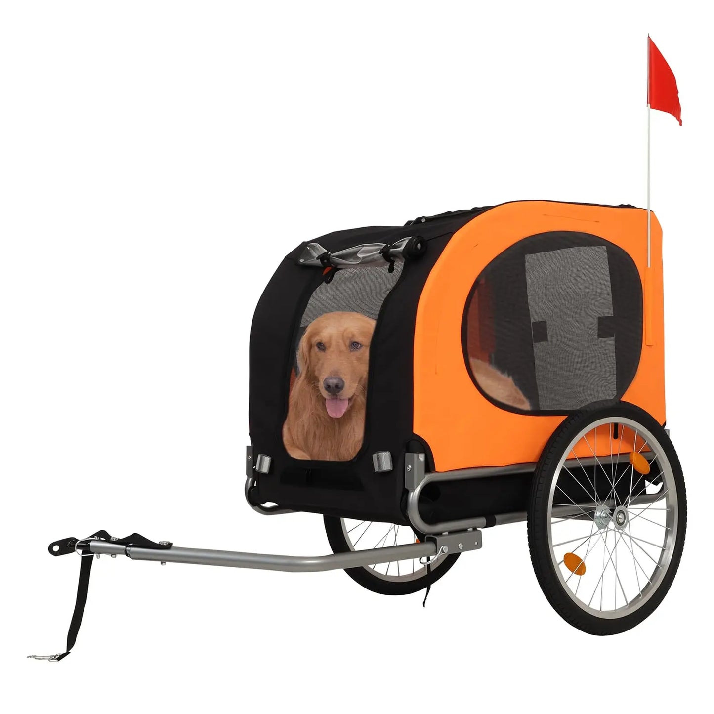 Dog Bike Trailer, Pet Cart Bicycle Carrier with Oxford Fabric, 88Lbs Capacity Folding Dog Carrier, 16" Air Tires, Adaptive Bicyc