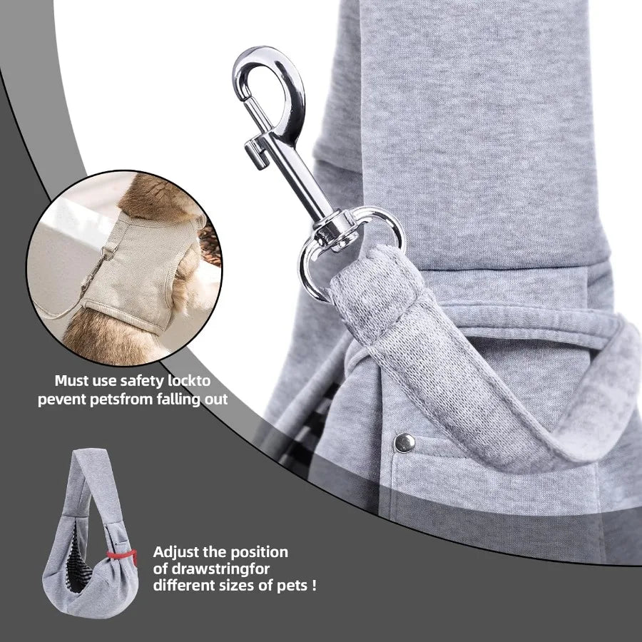 Reversible Dog Carrier Sling with Storage Pocket for HandFree Transport of Small Dogs and Cats During Travel Lightweight and Sa