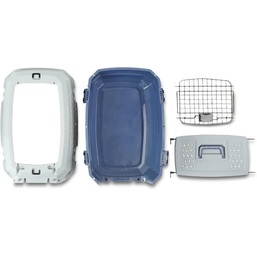 2Door TopLoad HardSided Pet Travel Carrier for Dogs and Cats Gray Blue 22.8L x 15.0W x 13.0H Ideal for Airplane Car and Road Tr