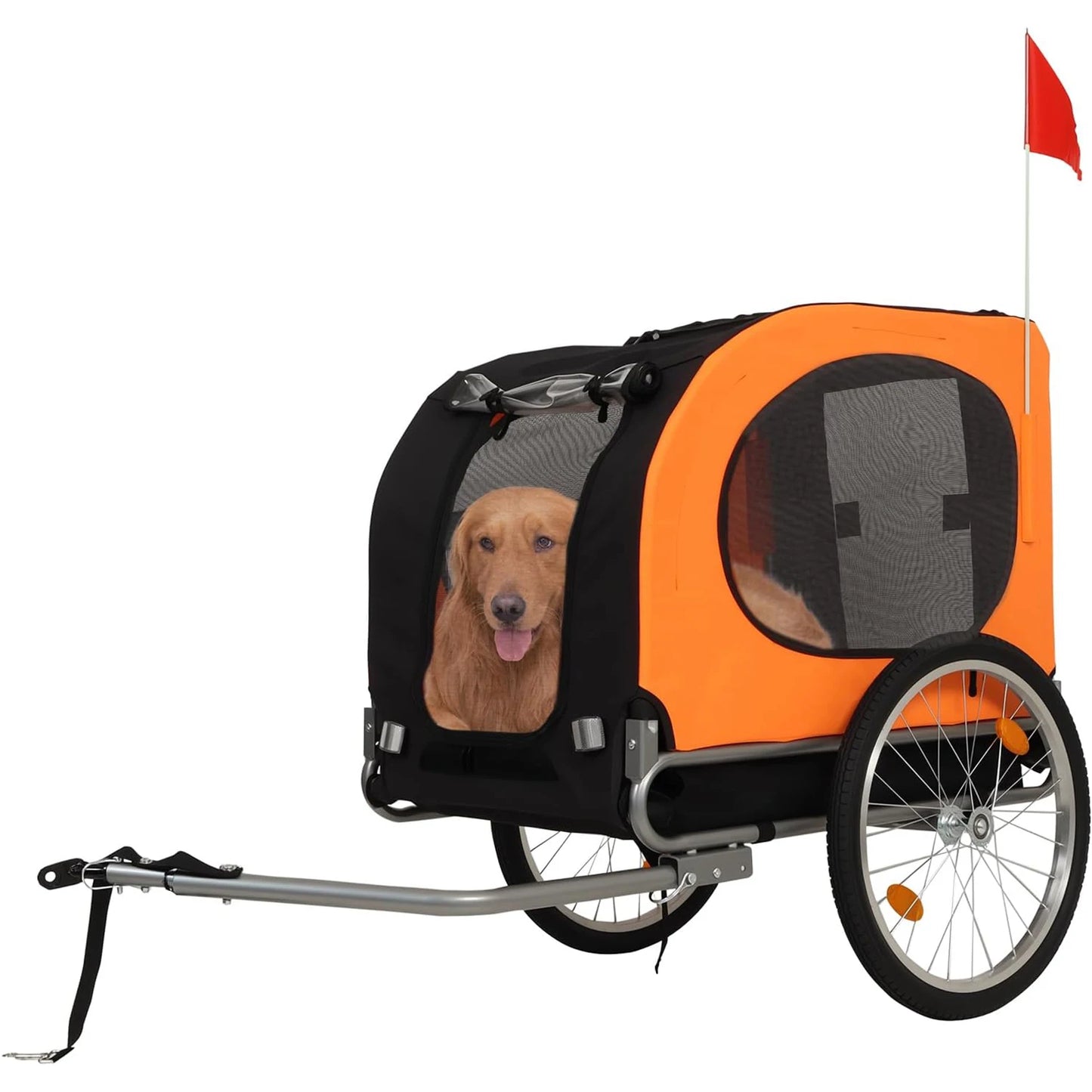 2-in-1 Pet Stroller Cart Bicycle Carrier, Universal Bicycle Coupler, Dog Bike Trailer, Supports up to 88 lbs, Easy Folding