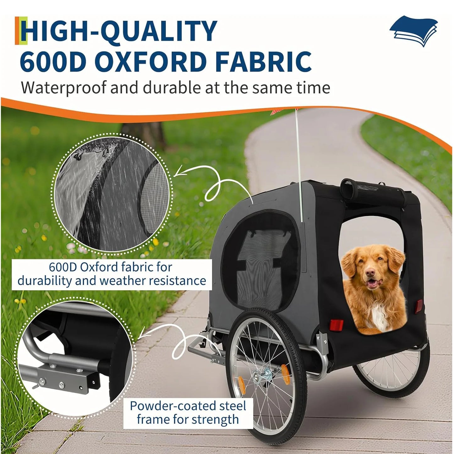 Dog Bike Trailer 88LBS Dog Cart for Bicycle Pet Cart Bicycle Carrier with Wheels,Folding Cart Frame,Univer-Sal Bicycle Coupler