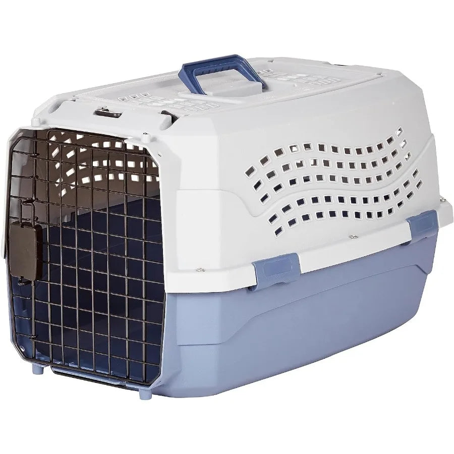 2Door TopLoad HardSided Pet Travel Carrier for Dogs and Cats Gray Blue 22.8L x 15.0W x 13.0H Ideal for Airplane Car and Road Tr