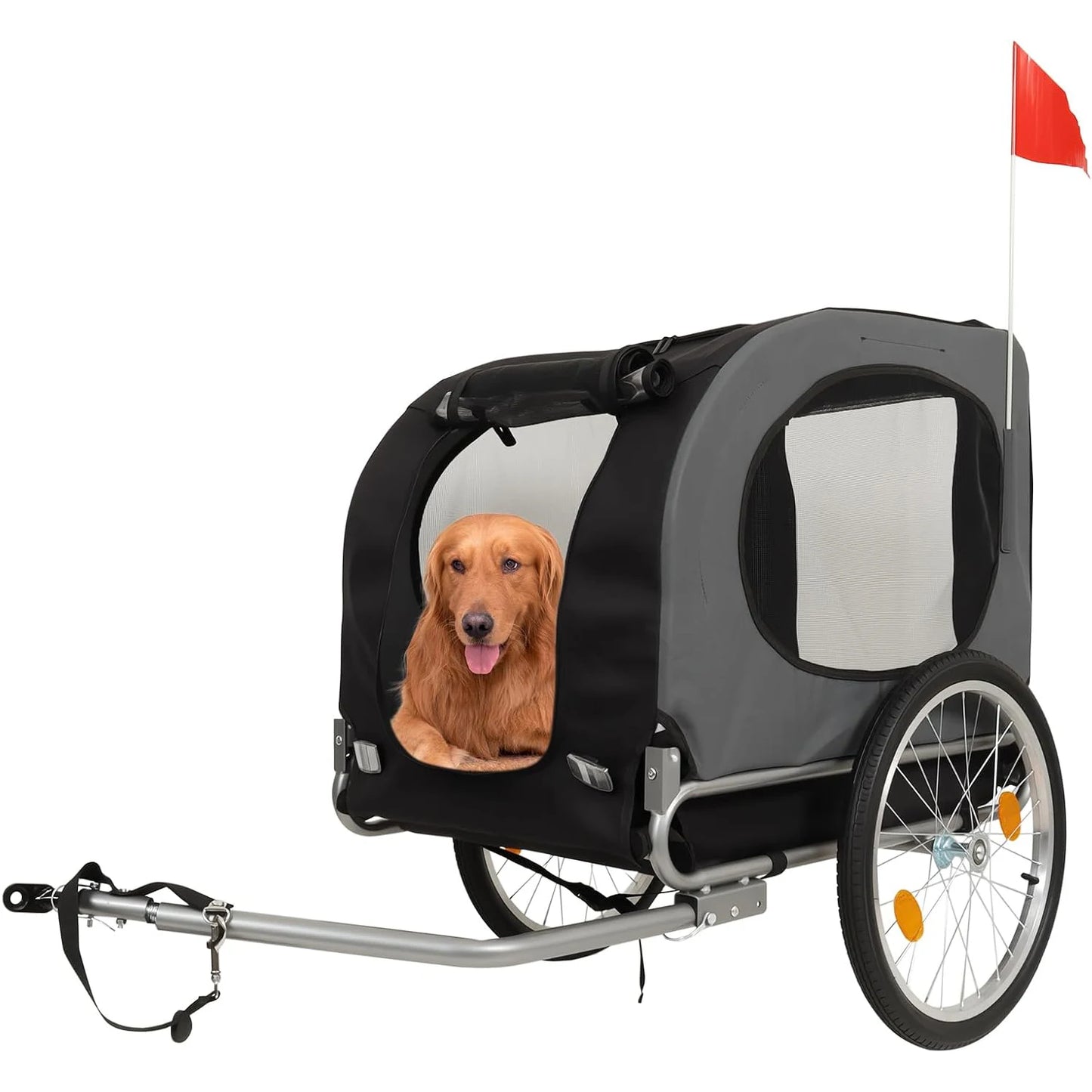 2-in-1 Pet Stroller Cart Bicycle Carrier, Universal Bicycle Coupler, Dog Bike Trailer, Supports up to 88 lbs, Easy Folding