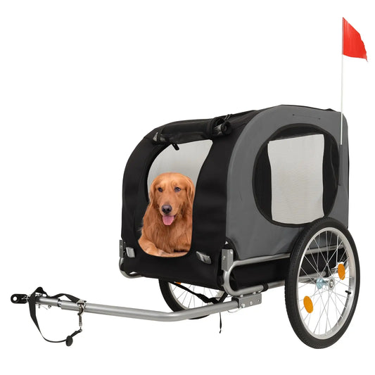 Dog Bike Trailer, Pet Cart Bicycle Carrier with Oxford Fabric, 88Lbs Capacity Folding Dog Carrier, 16" Air Tires, Adaptive Bicyc
