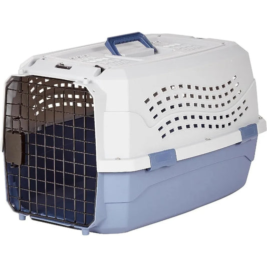 2Door TopLoad HardSided Pet Travel Carrier for Dogs and Cats Gray Blue 22.8L x 15.0W x 13.0H Ideal for Airplane Car and Road Tr